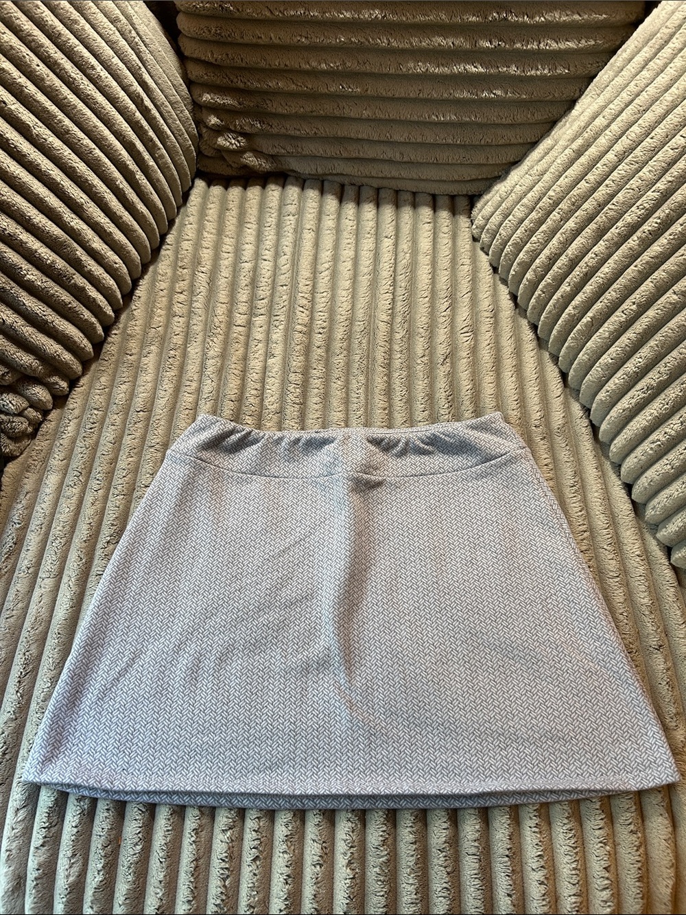 Terry Skirt - Light Gray with Subtle Chevron Texture